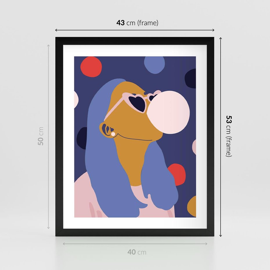 Plakat w ramie 40x50 - Odbicie Kobiety - nowoczesny plakat, styl retro - rama czarna