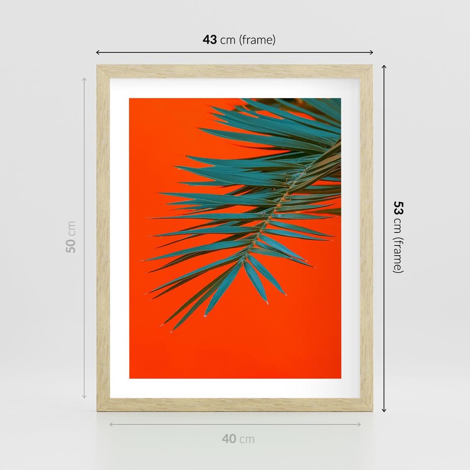 Plakat w ramie 40x50 - Egzotyczny Urok - liście, palma - rama drewno