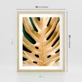 Plakat w ramie 40x50 - Piękno i Styl - złote, liście - rama drewno