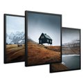 Zestaw obrazy w ramie 50x70 galeria - Skandynawski, domki, góry, widok - rama czarna