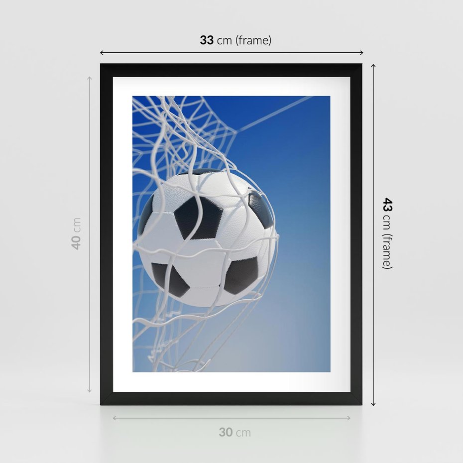 Plakat w ramie 30x40 - Pasja na Plaży - piłka, siatka - rama czarna