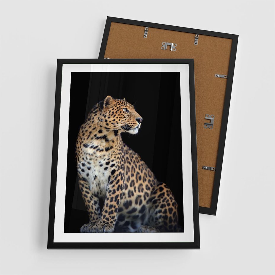 Plakat w ramie 50x70 - Elegancja Jaguarowej Pantery - jaguar, pantera - rama czarna
