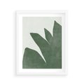 Plakat w ramie 40x50 - Oaza Harmonii - abstrakcyjny kształt, zielony plakat - rama biała