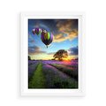 Plakat w ramie 50x70 - Lawendowe Marzenia - lawenda, balony - rama biała