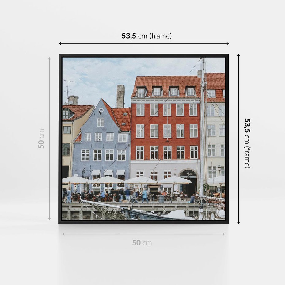 Obraz w ramie 50x50 - Miejska Dynamika - Dania, Kopehaga - rama czarna