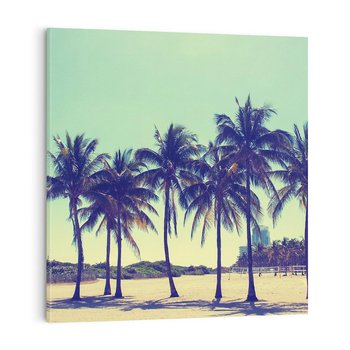 Obraz na płótnie 40x40 - Idylliczna Plaża z Palmami - palmy, plaża
