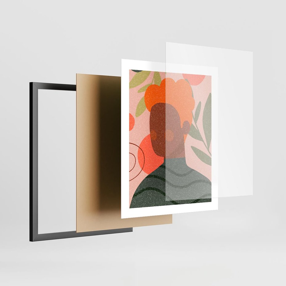 Plakat w ramie 40x50 - Kobieca Przestrzeń - nowoczesny plakat, styl retro - rama czarna