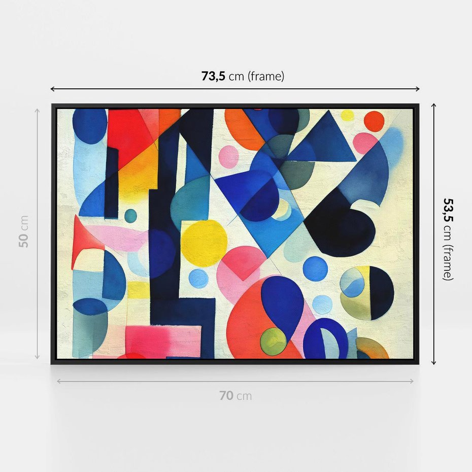 Obraz w ramie 70x50 - Księga Akwarelowych Przeniknięć - abstrakcyjny obraz, różne kolorowe kształty - rama czarna