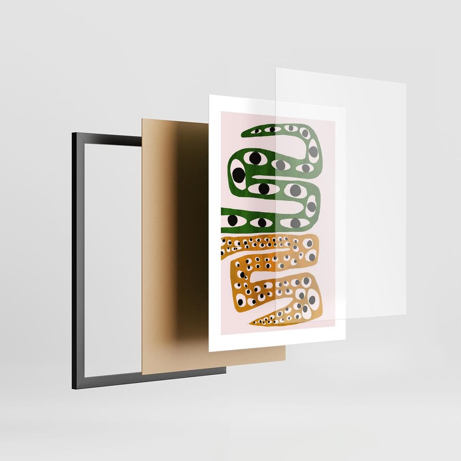 Plakat w ramie 30x40 - Mroczne Wypaczenia - abstrakcyjny obraz, dziwne kształty - rama czarna