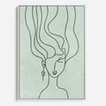Obraz w ramie 50x70 - Spokojne Objęcia Natury - abstrakcja, zielony szkic - rama biała