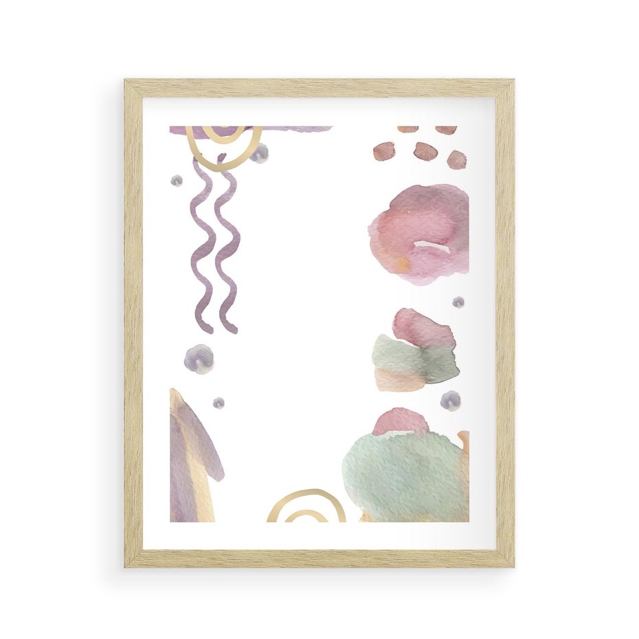 Plakat w ramie 40x50 - Pastelowe Wnętrza Emocji - abstrakcyjny palakt, akwarelowe plamy - rama drewno