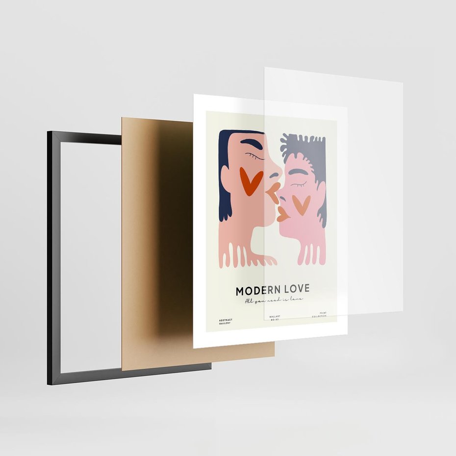 Plakat w ramie 40x50 - Miłość w Kompozycji - miłość, para zakochanych - rama czarna