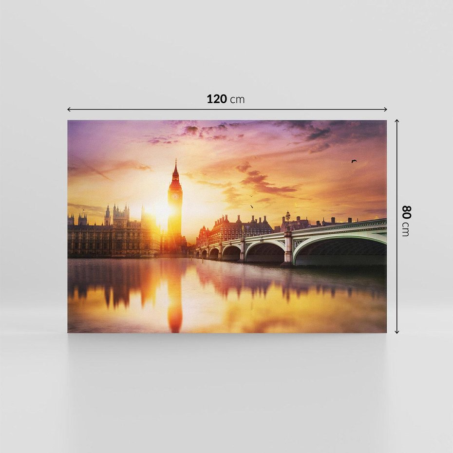 Obraz na płótnie 120x80 - Zachód słońca nad Big Benem i mostem - zachód, słońca