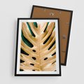 Plakat w ramie 50x70 - Piękno i Styl - złote, liście - rama czarna