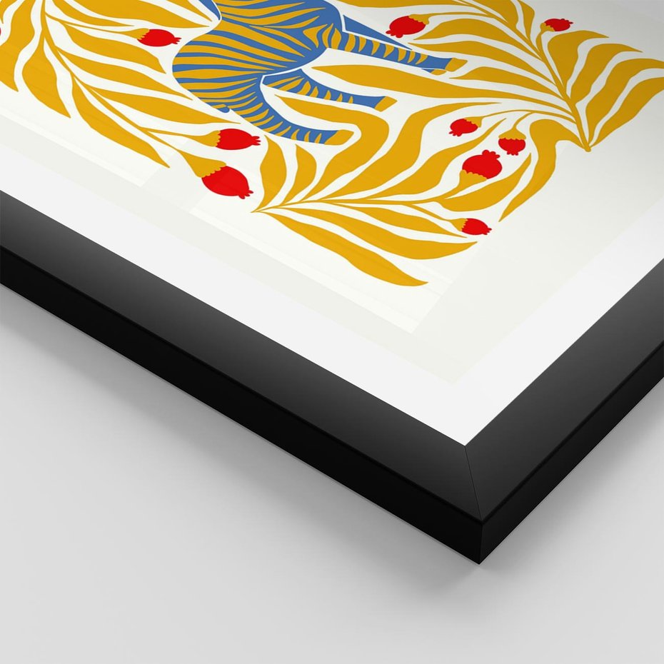 Plakat w ramie 40x50 - Zebra w Nowoczesności - abstrakcyjna nowoczesna grafika, pośrodku zebra - rama czarna