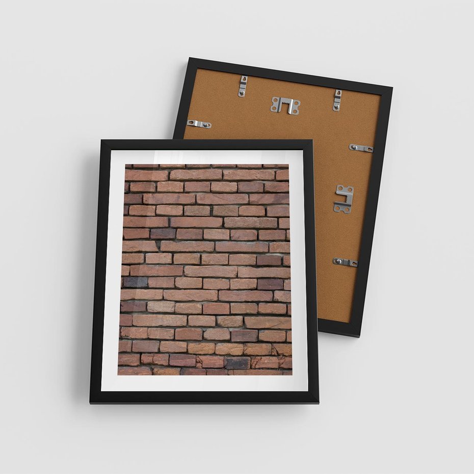 Plakat w ramie 40x50 - Mur cegieł: industrialny urok - cegły, mur - rama czarna
