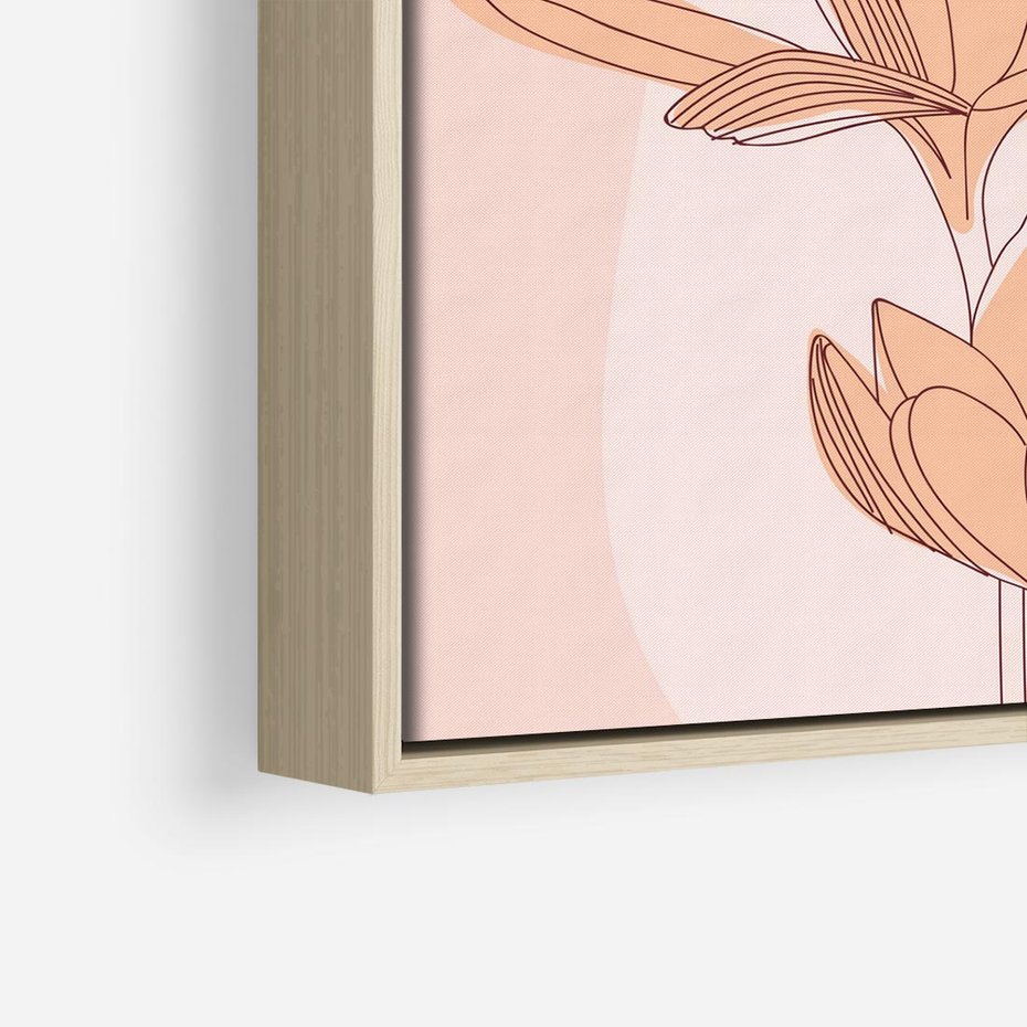 Obraz w ramie 50x50 - Przenikające Kształty - minimalistyczny plakat, pudrowe kwiaty - rama drewno