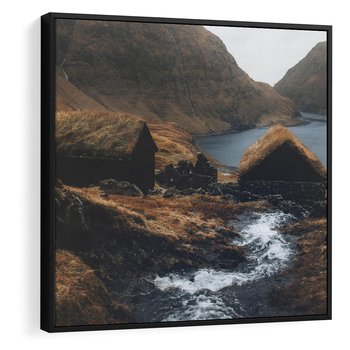 Obraz w ramie 50x50 - Spokój Natury - skandynawski, pejzaż - rama czarna