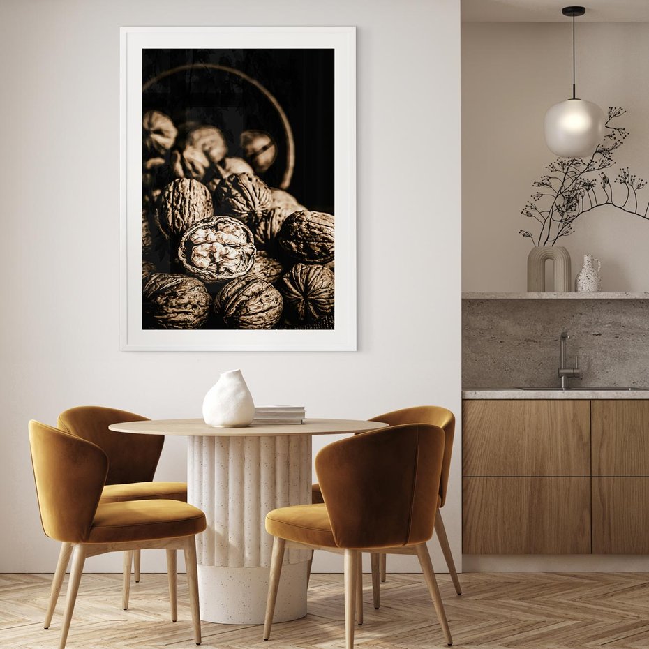 Plakat bez ramy 30x40 - Orzechy Włoskie w Sepii - orzechy włoskie, fotografia retro