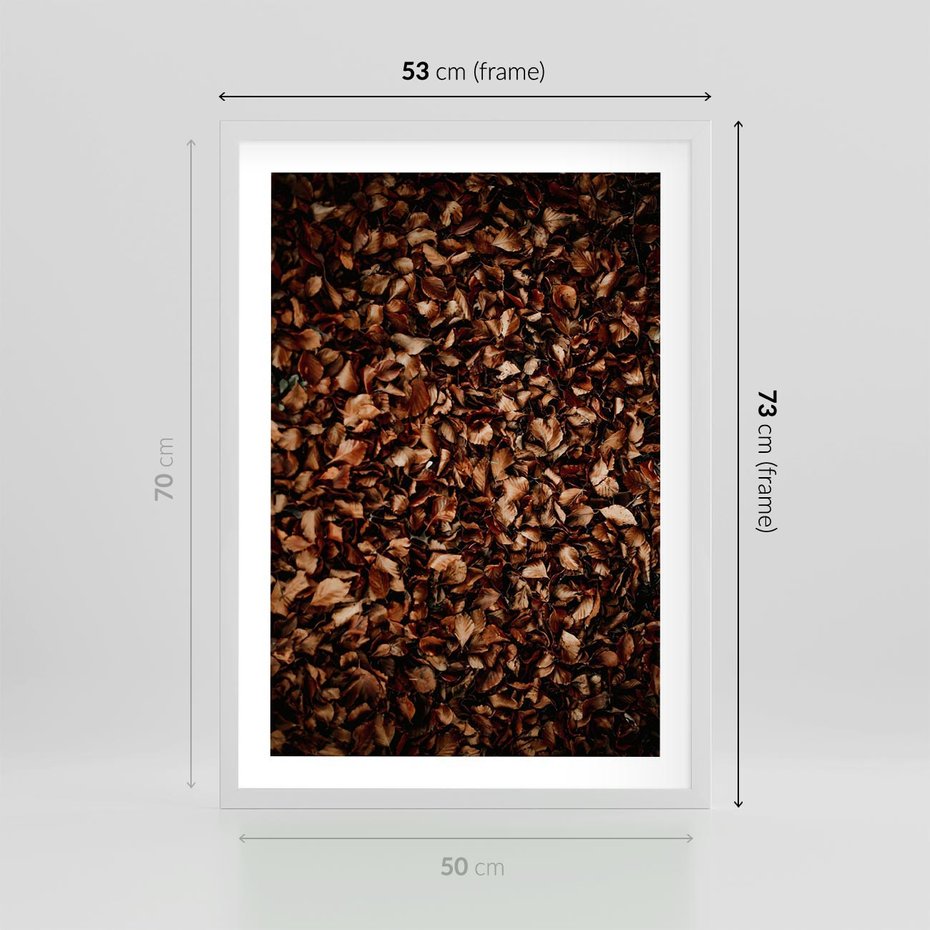 Plakat w ramie 50x70 - Jesienny Dywan - dywan z suchych liści, jesień - rama biała