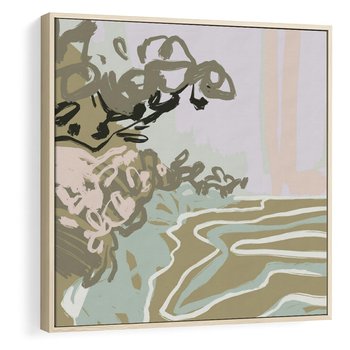 Obraz w ramie 80x80 - Wizja Przestrzeni - pastelowy krajobraz, nowoczesny plakat - rama drewno