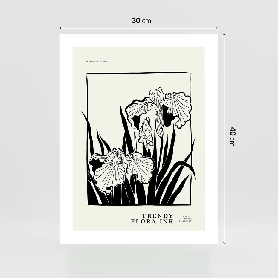 Plakat bez ramy 30x40 - Spojrzenia na szkicowaną przeszłość - kwiaty, typografia