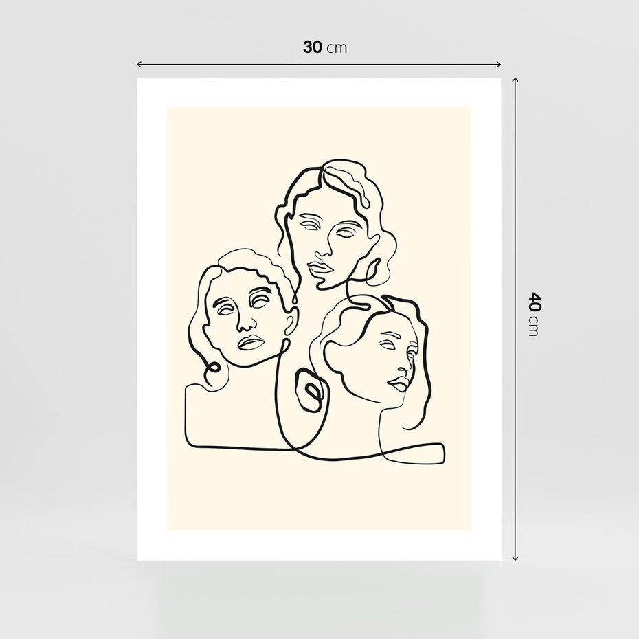 Plakat bez ramy 30x40 - Trzy Kobiety - 3 kobiety, antyczny posag