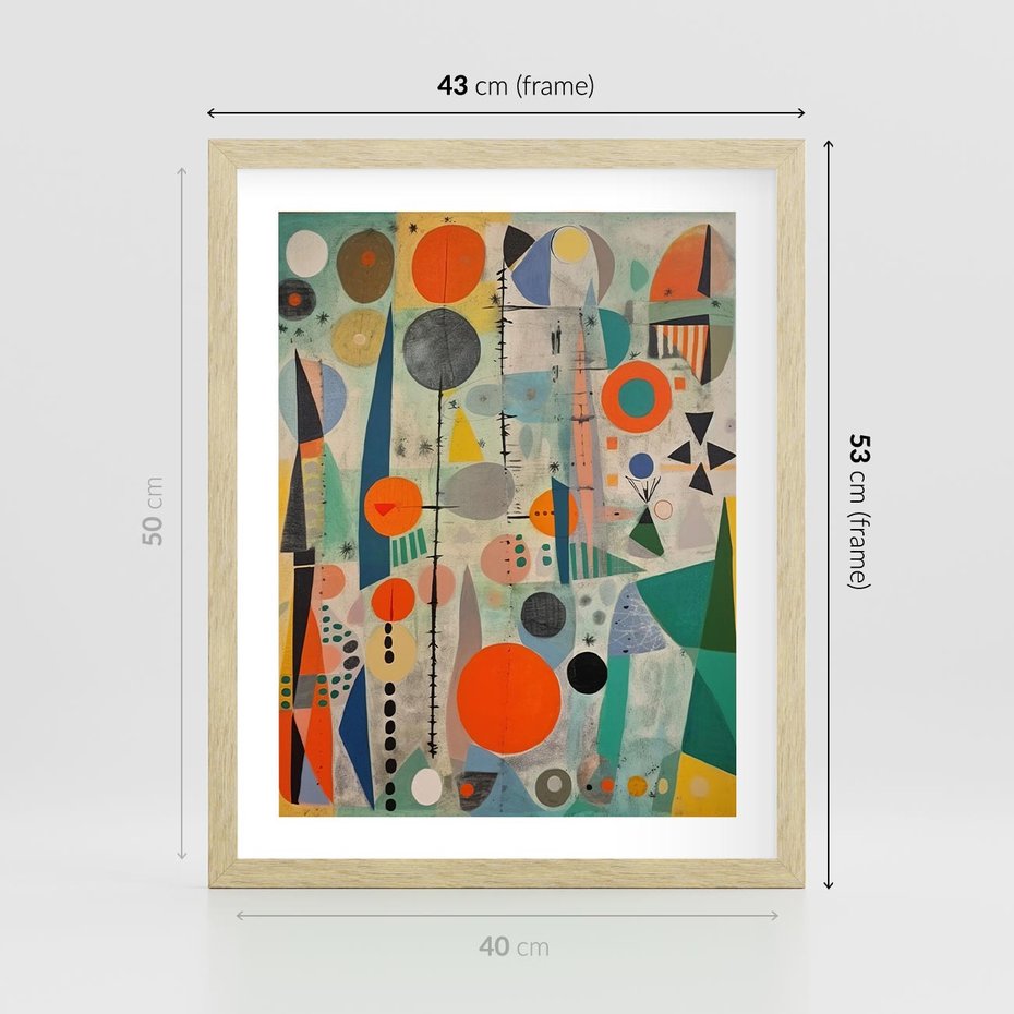 Plakat w ramie 40x50 - Wewnętrzne Zagadki Kształtów - abstrakcyjny obraz, sztuka abstrakcji - rama drewno