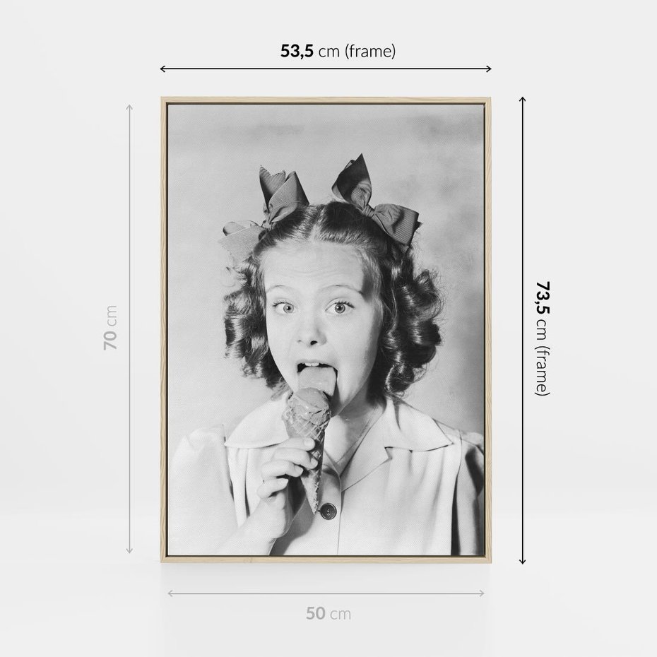Obraz w ramie 50x70 - Pyszny Deser - retro zdjęcie, czarno białe - rama drewno