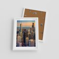 Plakat w ramie 30x40 - Wieżowce Nowego Jorku - Manhattan, wieżowce - rama biała