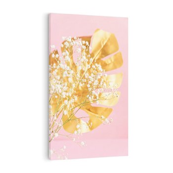 Obraz na płótnie 80x120 - : Elegancja w Złocie - złote, liście
