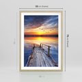 Plakat w ramie 50x70 - Zachód słońca na pomostcie - pomost, zachód - rama drewno
