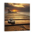 Obraz na płótnie 80x80 - Zachód Słońca nad Molo: Magia Morza - zachód, słońca