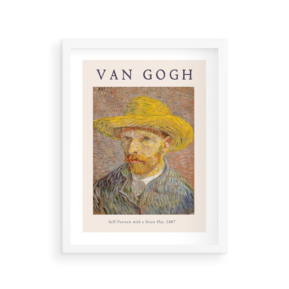 Plakat w ramie 30x40 - Autoportret van Gogha - van gogh, autoportret - rama biała