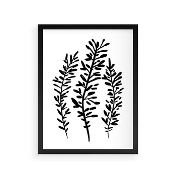 Plakat w ramie 30x40 - Spokojne Wiatrem Uginane - szkic, czarno biały - rama czarna