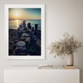 Plakat w ramie 30x40 - Zachód Słońca nad Morzem - morze, zachód - rama biała