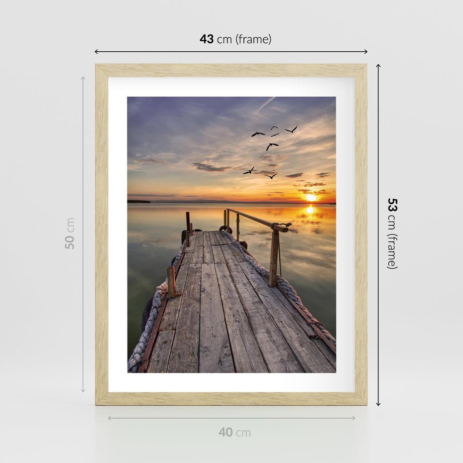 Plakat w ramie 40x50 - Zachód Słońca na Pomostcie - zachód, słońca - rama drewno