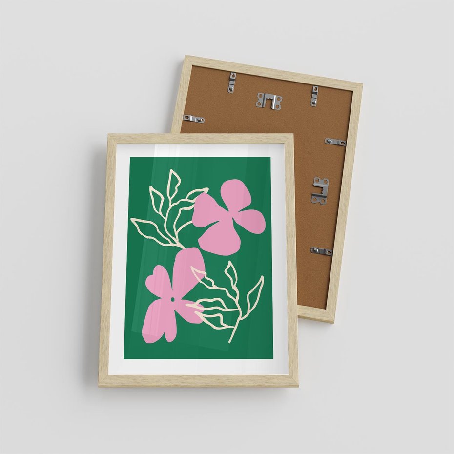 Plakat w ramie 30x40 - Wewnętrzne Fale - abstrakcyjny plakat, boho styl - rama drewno