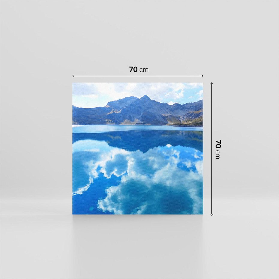 Obraz na płótnie 70x70 - Jezioro - Góry, chmury i niebo - jezioro, góry