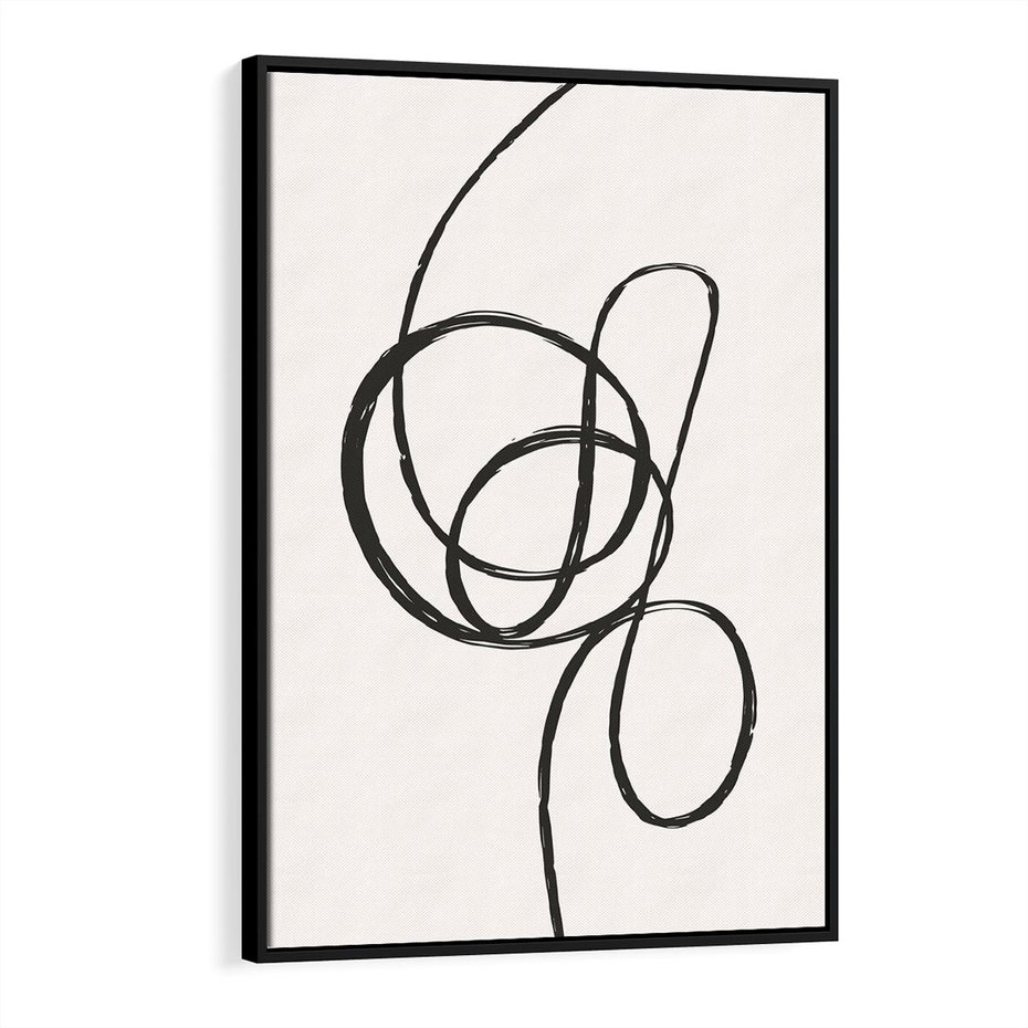 Obraz w ramie 70x100 - Migotliwa Kreatywność - abstrakcyjne szkicowane linie, minimalizm - rama czarna