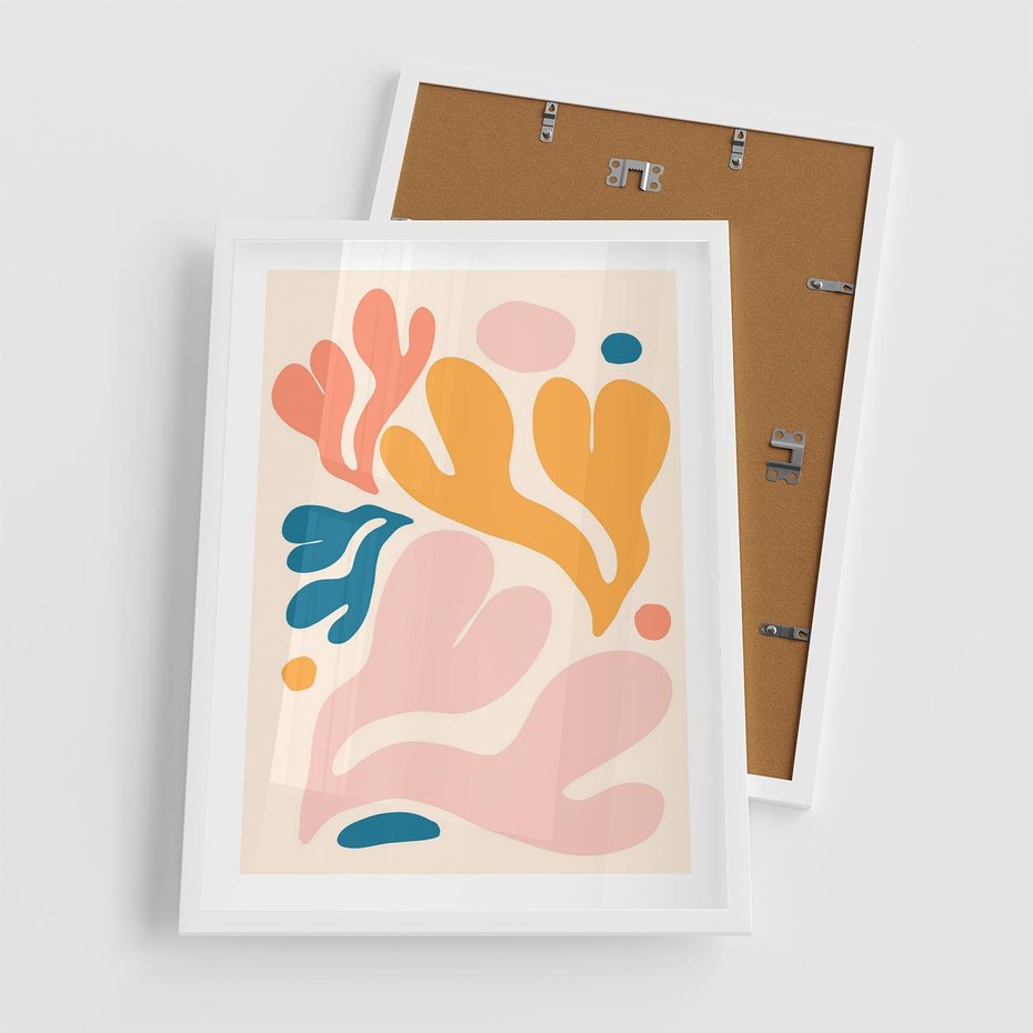 Plakat w ramie 50x70 - Granice Inspiracji - abstrakcyjne dziwne formy, nowoczesny plakat - rama biała