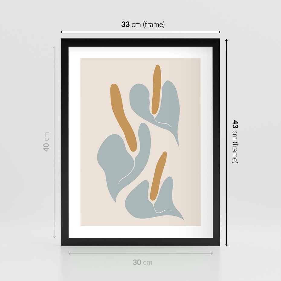 Plakat w ramie 30x40 - Kwiaty Pasteli - kwiaty, nowoczesne i minimalistyczne - rama czarna