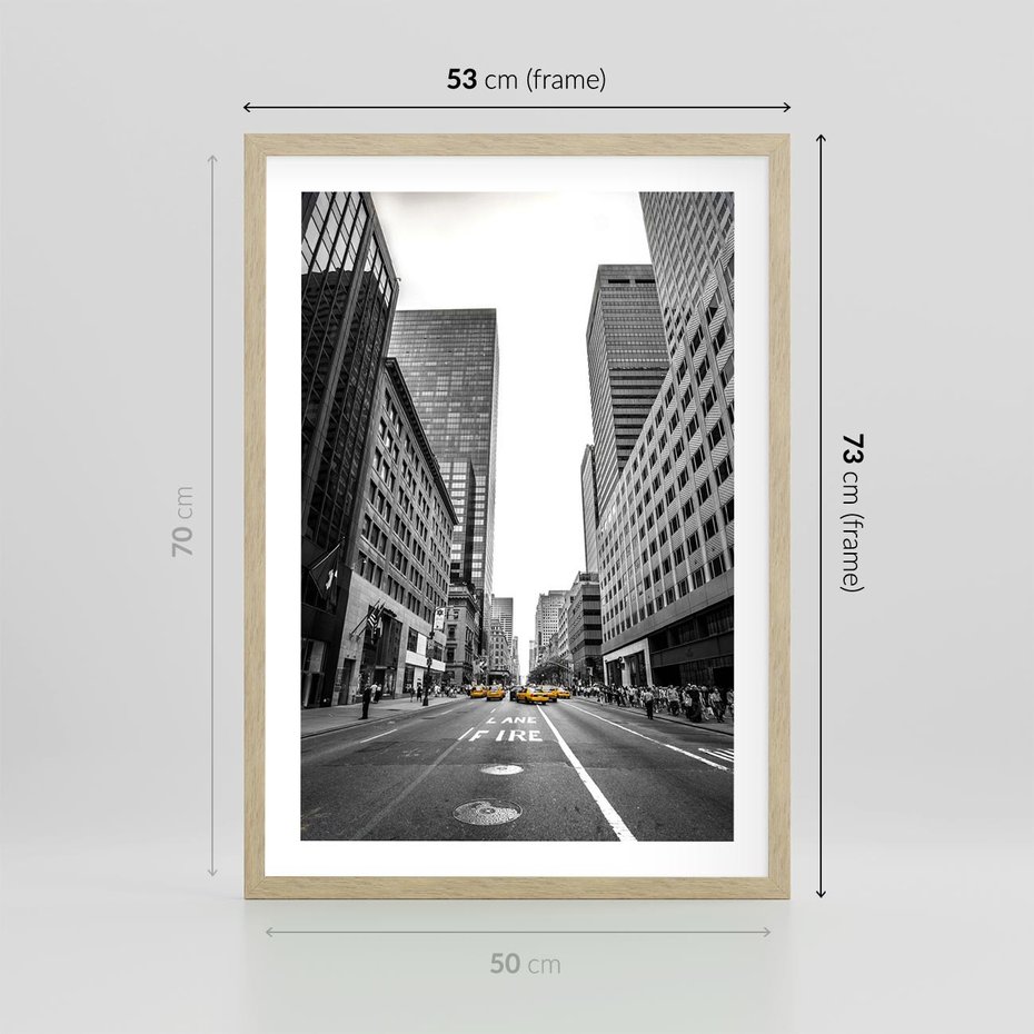 Plakat w ramie 50x70 - Ulica Nowego Jorku - ulica, Nowy Jork - rama drewno