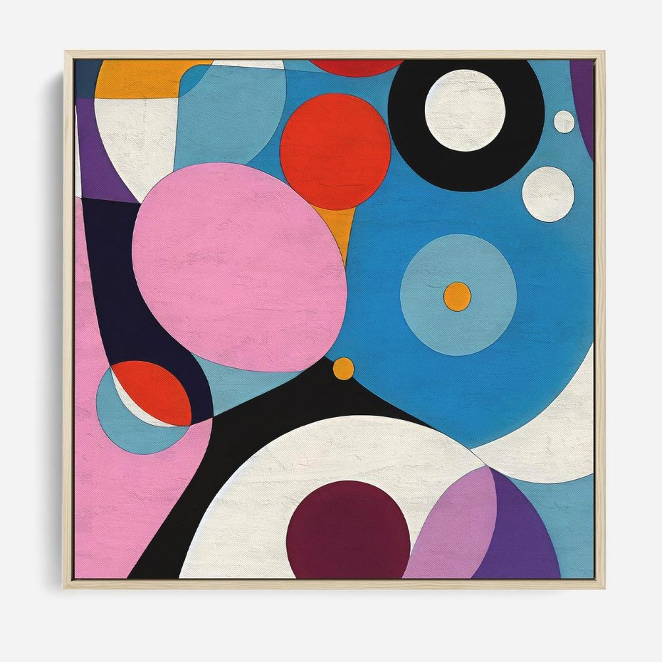 Obraz w ramie 80x80 - Kolorowe Ulotności - abstrakcyjny obraz olejny, żywe kolory - rama drewno