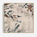Obraz w ramie 50x50 - Refleksje liściowych barw - abstrakcyjne kształty, przypominają liście - rama drewno