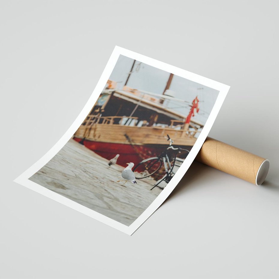 Plakat bez ramy 21x30 - Przygoda na Horyzoncie - port, statek