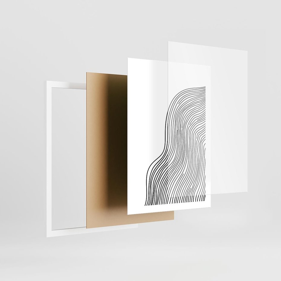 Plakat w ramie 50x70 - Refrakcje Przestrzeni - mnimalistyczna forma, czarne linie - rama biała