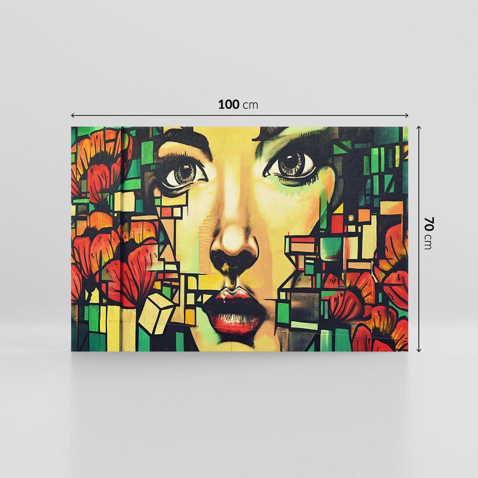 Obraz na płótnie 100x70 - Twarze na murze - twarz, graffiti