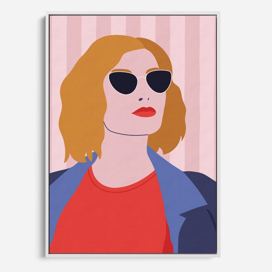 Obraz w ramie 70x100 - Kobieca Ekspresja - nowoczesny plakat, styl retro - rama biała