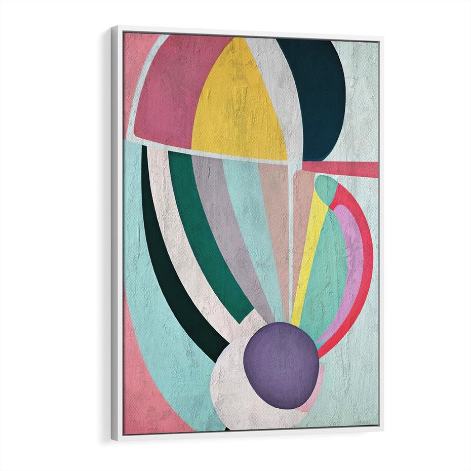 Obraz w ramie 50x70 - Podróżne Echa Przestrzeni - abstrakcyjne dziwne kształty, olejny obraz - rama biała